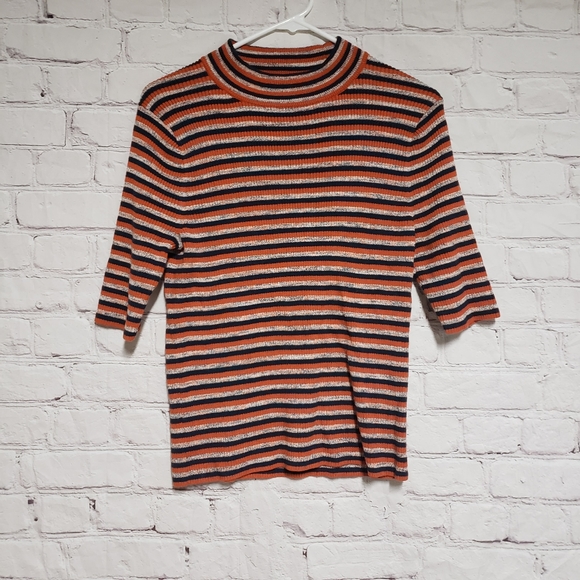 Madewell Sweaters - Madewell Striped Merino Wool Mock Neck Sweater